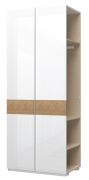 Modulo aggiuntivo per armadio "Faleasiu" | Bianco / Noce | 224 x 90 x 56 cm | Design moderno e funzionale