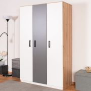 Armadio cameretta "Sallingsund" 02 | Rovere, Bianco, Antracite | 191 x 120 x 51 cm | 3 ante, 5 scomparti