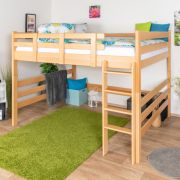 Letto a soppalco 160 x 190 cm per adulti "Easy Premium Line" K23/n, legno massiccio di faggio laccato naturale, divisibile