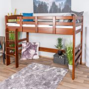 Letto a soppalco 90 x 200 cm marrone scuro | Easy Premium Line K22/n | Faggio massello divisibile | Design moderno