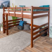 Letto a soppalco 140 x 200 cm "Easy Premium Line" K23/n, legno massiccio di faggio laccato marrone scuro, divisibile