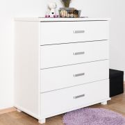 Cassettiera Columba 11 in pino massiccio bianco | 4 ampi cassetti | 101 x 100 x 50 cm | Design moderno e resistente
