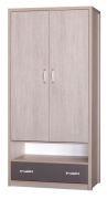 Armadio cameretta Tobias 01 | Ante battenti | Marrone/Grigio | 190x90x51 cm