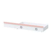 Cassettone sottoletto Benjamin | bianco e rosa | 27 x 74 x 138 cm | salvaspazio cameretta