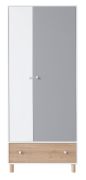 Armadio cameretta Burdinne 03 | Ante battenti | Bianco, rovere, grigio | 190 x 80 x 50 cm