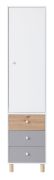 Armadio cameretta Burdinne 04 | Bianco Rovere Grigio | 190 x 45 x 40 cm | Design moderno e funzionale