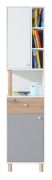 Armadietto per cameretta Burdinne 06 | Bianco, rovere e grigio | 190 x 45 x 40 cm | Design moderno e versatile