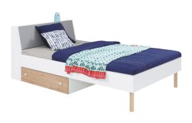 Letto singolo Burdinne 14 | Bianco, Rovere, Grigio | 90 x 200 cm | Design moderno e funzionale