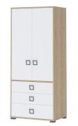 Armadio cameretta "Benjamin" 13 | Faggio/Bianco | 198 x 84 x 56 cm | Ante battenti, 3 cassetti, Soft Close
