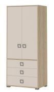 Armadio cameretta ante battenti "Benjamin" 13 | Faggio e crema | 198 x 84 x 56 cm | Soft Close