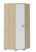 Armadio angolare per cameretta Benjamin 15 | Faggio e bianco | 198 x 86 x 86 cm | Design moderno e spazioso