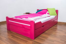 Letto 1 piazza e mezza Easy Premium Line K4 | Faggio massello rosa | 2 cassetti | 1 pannello laterale | 120 x 200 cm