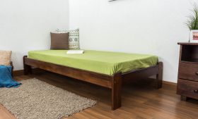 Letto singolo "A10", pino massiccio, noce, incl. rete a doghe - 90 x 200 cm