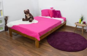 Letto 1 piazza e mezza in pino massello rovere A10 | Rete a doghe inclusa | 120 x 200 cm