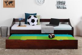 Letto singolo in pino massello color noce 93 | Rete a doghe inclusa | 90 x 200 cm | Design moderno