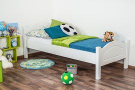 Letto singolo in faggio massello bianco 113A | Rete a doghe inclusa | 80 x 200 cm | Design moderno