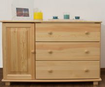 Cassettiera in pino massello naturale 037 | Design moderno | 78 x 118 x 47 cm | 3 cassetti spaziosi