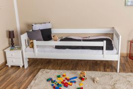 Letto singolo in pino massello laccato bianco | Rete a doghe inclusa | 90 x 200 cm | Design moderno | Robusto e facile da montare