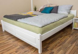 Letto matrimoniale king size "77" | Pino massiccio bianco | Rete a doghe inclusa | 180 x 200 cm
