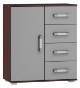 Cassettiera moderna Tabubil 04 | Wengé e grigio | 92 x 80 x 41 cm | 4 cassetti e 1 anta