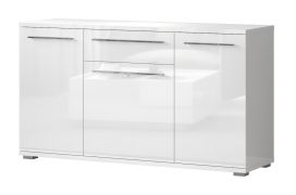 Cassettiera moderna Garim 1 | Bianco lucido | 85 x 150 x 45 cm | Soft Close | Piedini regolabili