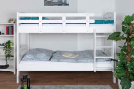 Letto a castello per adulti "Easy Premium Line" K18/n, testata con fori, legno massiccio di faggio bianco - 90 x 190 cm, (L x P) divisibile