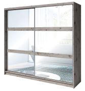 Armadio scorrevole "Kamatero" 01 rovere | Specchi integrati | 215 x 230 x 62 cm | Design moderno