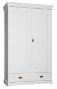 Armadio ante battenti "Jabron" 03 | Pino massello laccato bianco | 218 x 132 x 62 cm | Stile country-provenzale