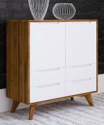 Cassettiera Timaru 08 | Rovere selvatico oliato e bianco | Parzialmente massello | 92 x 90 x 45 cm