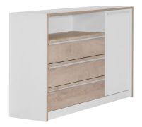 Comò Cerdanyola 10, colore: rovere / bianco - Dimensioni: 91 x 148 x 40 cm (A x L x P)