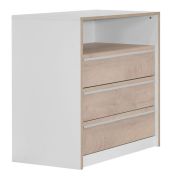 Cassettiera Cerdanyola 09 | Rovere e Bianco | 3 Cassetti | 91 x 100 x 50 cm | Design Moderno