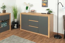 Cassettiera "Faleula" 03, rovere / grigio - 79 x 140 x 43 cm (h x l x p)