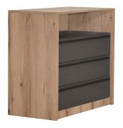 Cassettiera Cerdanyola 09 | Rovere e Grigio | 3 Cassetti | 91 x 100 x 50 cm | Design Moderno