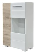Vetrinetta moderna Colmenar 01 | Grigio rovere e bianco lucido | 103 x 65 x 32 cm | Design elegante e versatile