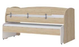 Letto singolo Benjamin 02 con letto estraibile | Faggio/crema | 90 x 200 cm | Salvaspazio moderno