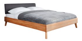 Letto alla francese Timaru 03 | Faggio massello oliato | 140 x 200 cm | Testiera imbottita