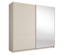 Armadio con specchio | Cashmere | 221 x 60 x 207 cm | 1 asta appendiabiti | Maniglie in metallo | Illuminazione inclusa | 6 scomparti | Sistema Soft-Close | Igoumenitsa 04