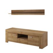 Mobile porta TV con mensola a muro | Rovere Riviera | 50 x 155 x 47 cm | Design moderno