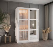 Armadio moderno Nadelhorn 15 | 1 anta scorrevole a specchio | Bianco opaco | Vetro rigato | 200 x 120 x 62 cm