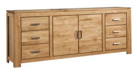 Cassettiera/credenza Balsa 03 in rovere massiccio parziale | 6 cassetti spaziosi | Oliata/cerata naturale | 87 x 219 x 47 cm | Compatibile robot