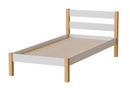 Letto singolo Ailina 04 | Rete a doghe | 90 x 200 cm | Rovere bianco/naturale | Legno di pino massiccio