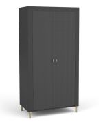 Armadio Barbe 02 nero opaco | 2 scomparti | barra appendiabiti | bordi in ABS | dettagli oro | 193,5 x 97 x 56 cm | molto spazioso