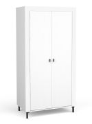 Armadio guardaroba Barbe 01 | 2 scomparti | Bianco opaco e rovere | 193,5 x 97 x 56 cm | Maniglie nere