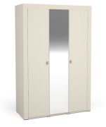 Armadio moderno con anta a specchio | 7 scomparti | barra appendiabiti | cashmere | 206 x 137 x 56 cm