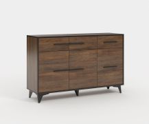 Cassettiera elegante a tre cassetti Andromeda 04 | Noce Shirin | ABS | 85 x 135 x 40 cm | Sei vani