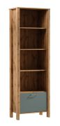 Armadio Braianik 26 | 1 vano ribaltabile | 4 vani a giorno | 200 x 66 x 37 cm | Rovere Wotan e verde | Maniglia in metallo