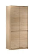 Armadio Gracilius 07 rovere Cremona | 198 x 91 x 52 cm | 4 ante | 1 asta appendiabiti | 3 ripiani | Pratiche maniglie