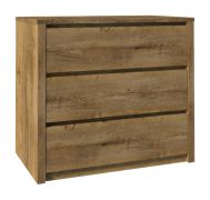 Cassettiera "Selun" 04 rovere marrone scuro | 3 cassetti spaziosi | 80 x 90 x 43 cm | Design moderno senza maniglie