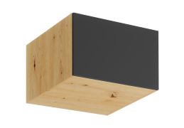 Pensile "Matterhorn" 29, rovere Artisan/grigio, 1 anta, design senza maniglie, funzione "push-to-open", 60 x 57,8 x 36 cm