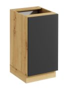 Base cucina "Matterhorn" 10, rovere Artisan/grigio, 1 anta, 2 scomparti, design senza maniglie, funzione "push-to-open", 45 x 46,8 x 82 cm